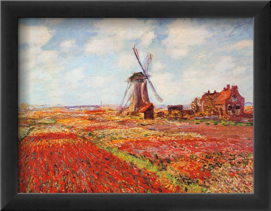 Tulip Fields with the Rijnsburg Windmill ( Red ) - Claude Monet Paintings